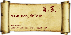 Munk Benjámin névjegykártya